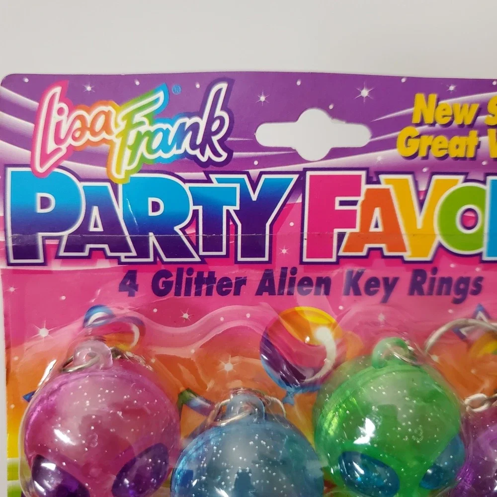Vintage Lisa Frank Glitter Alien Key Rings New Old Stock Unopened Party Favors
